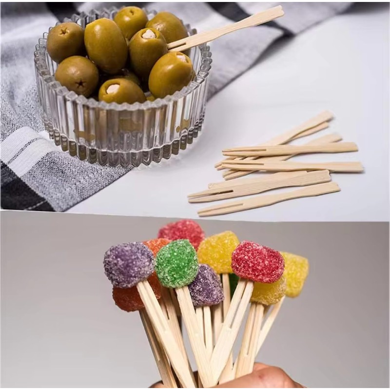 Whispering Fantasy 100pcs 9cm Wooden Fruit Forks, Disposable Wooden Forks