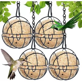 Round Bird Feeder,4Pcs Bird Feeders With Metal Hooks Hanging Metal Small Bird Feeder with Hooks,Hanging Metal Small Bird Feeder for Feeding Outdoor Garden Wildlife Birds(Black)