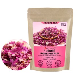 FullChea - Dried Rose Petals,29g - Edible Flowers Real Rose Petals - Non-GMO - Caffeine-free - Use in Tea, Baking, Crafting