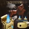 6-in-1 Cigar Torch Lighter, with Straight&V Cigar Cutter, 2 Cigar