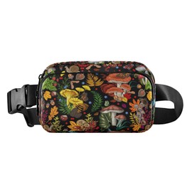 JHKKU Mushroom Snail Butterflies Fanny Packs for Women & Men Waterproof Waist Pack Fashion Casual Crossbody Bags Hip Bum Bag with Adjustable Strap Hands Free for Outdoors, Hiking, Running, Travel, Multicolor801, One Size