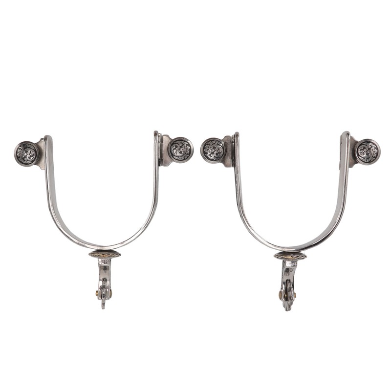 One Pair Boot Spurs Stainless Steel Vintage Leaf Patterned Western