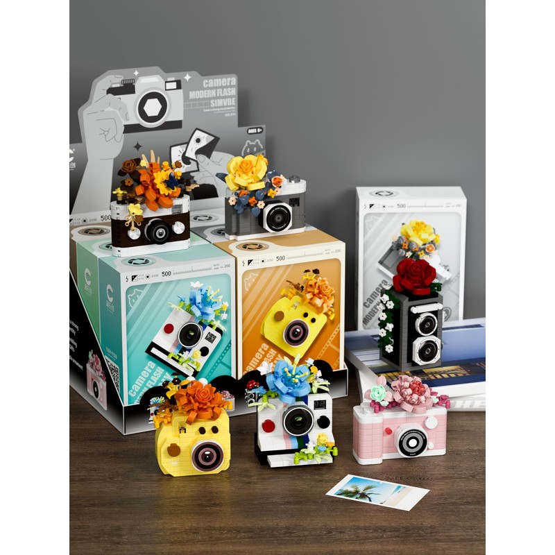 6 Set Cute Flower Camera Series Mini Building Toy Bricks