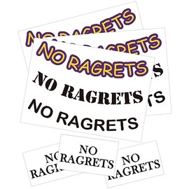 6 Sheets No Ragrets Temporary Tattoos - Funny Phrase Tattoo Stickers for Face, Arm, Body, and Hand