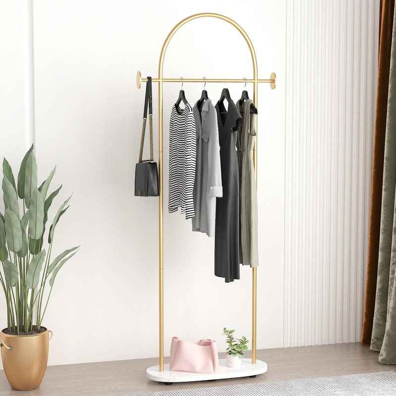 Gold Clothing Rack, Modern Clothes Rack with Shelf, Heavy Duty