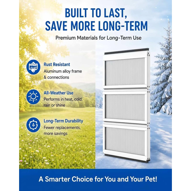 3-Panel Airseal Pet Door Flap 10.25x15.75in XL, Metal Connection