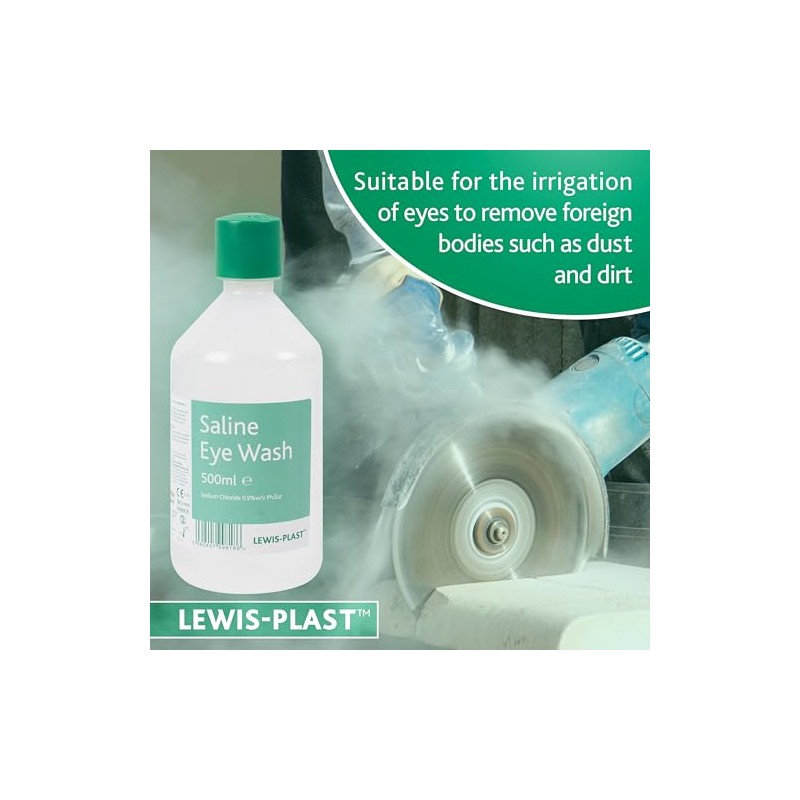 Lewis-Plast Lewis-Plast Saline Eye Wash Solution, 500ml Bottle for Safe