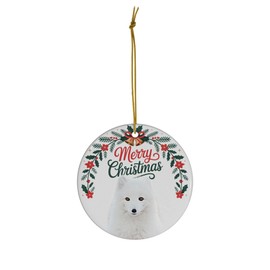 Funny White Arctic Fox Christmas Ornament Ceramic Circle White - Merry Christmas 2025 Holiday Keepsake Decoration - Xmas Tree Hanging Decor Gifts for Fox Lovers