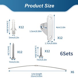 12 Pcs Furniture Wall Anchor, Baby Proofing Anti Tip Metal Furniture Straps for Pet Protecting Wardrobe Wall Safety Fixing Anti-Shedding for Secure Bookshelf TV Cabinet Cupboard Flower Stand (6 Sets)