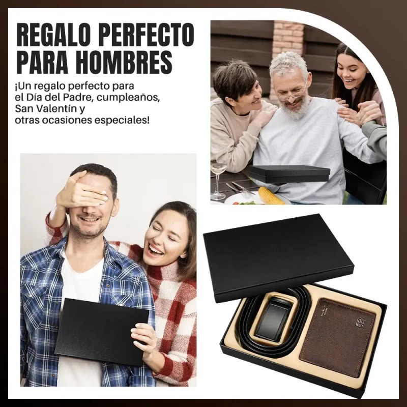 Set Regalo Hombre Cartera Cinturón Cuero Regalo Día Del Padre