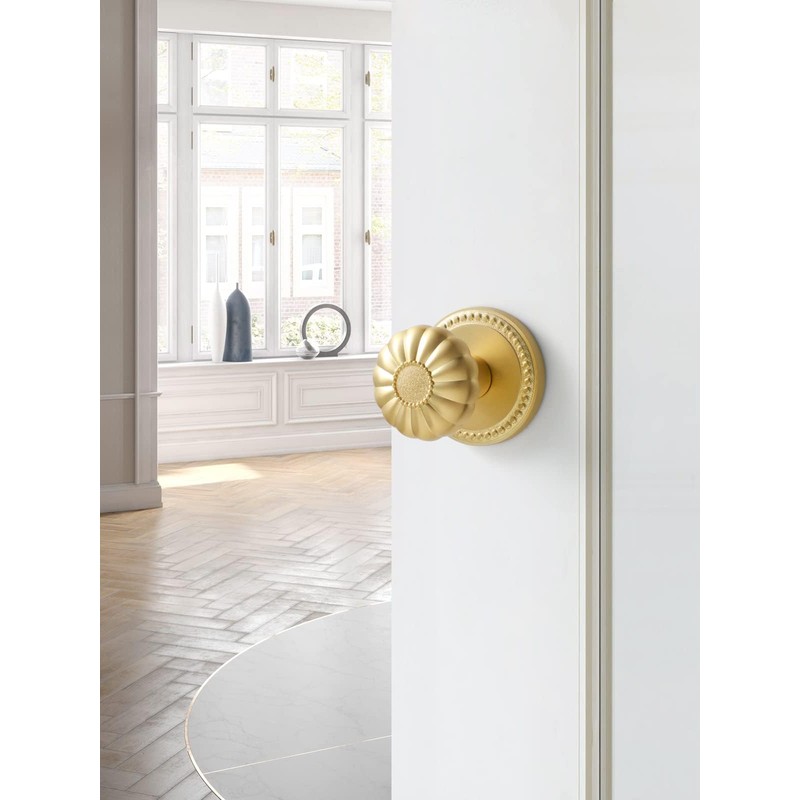 SORWDUERM Dummy Gold Door Knobs Interior Satin Brass Dummy Door