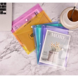 (30 x File Folder) A5 Clear Document Wallets -Folder Plastic Small Button Stud Sleeves Thickness 200 Micron