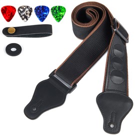 WOGOD WOGOD Guitar Strap - Acoustic Electric Guitar Straps,Bass Guitar Strap with 3 Guitar Picks Holder Ends
