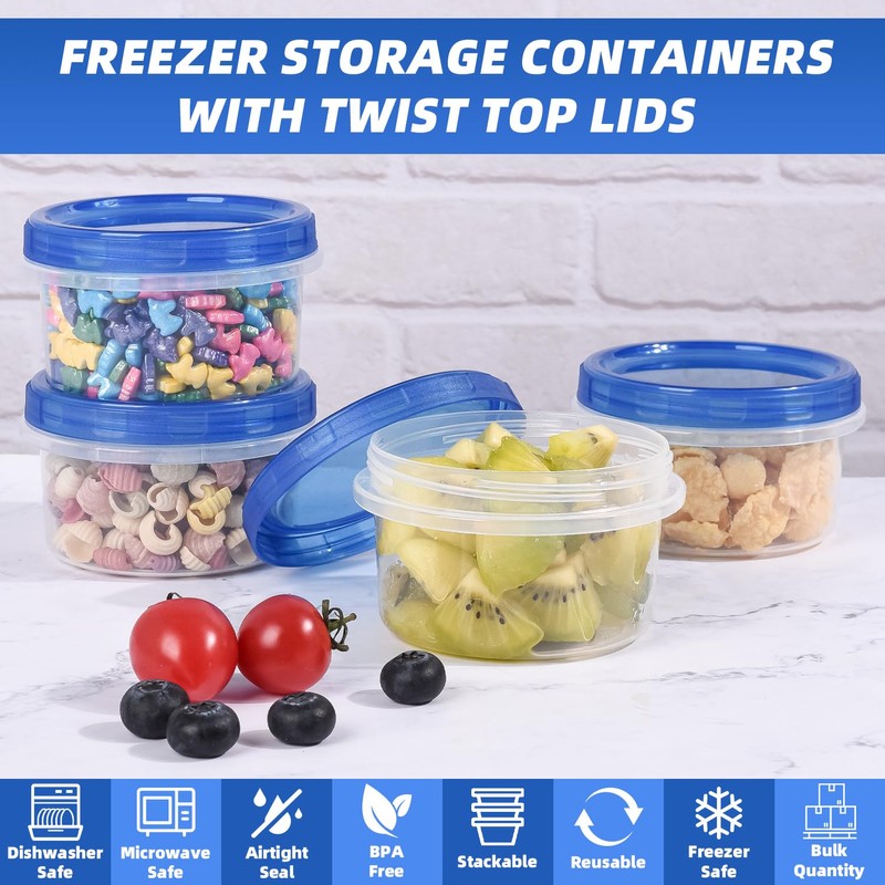 Freezer Storage Containers, [12 Pack-8 oz] Ultra Thick Freezer Containers