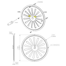 Adjusted Circular Air Vent Grate INOX AISI 316, Stainless Steel Regulated Round Ventilation Grille Ø19.5 cm / 8 inches, Circular Convection Air Outlet/Inlet, Open – Close Ventilation Grid.