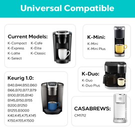 CASABREWS CASKF02 Reusable K Cup Filters, 2 Pack Stainless Steel Refillable Coffee Pods for Keurig 1.0 Brewers, Universal Fit, Eco-Friendly & BPA-Free