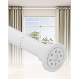 Tension Curtain Rod by EZFurni, 42 to 123 Inch, Heavy Duty Tension Rod for Windows, Anti-Slip White Shower Curtain Rod Spring Tension, Adjustable Spring Loaded Curtain Rods No Drilling, Easy Install