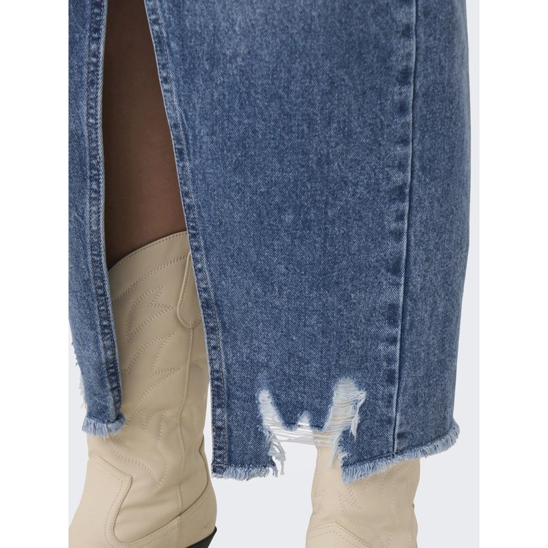 ONLY ONLEmma Life Women's Midi Jeans Skirt with Slit and