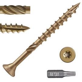 Anyinn 150pcs Deck Screws #8 x 1-1/2 Inch Wood Screw Star/Trox Drive Structural Screw for Timber, Log, Landscaping Wood Etc.