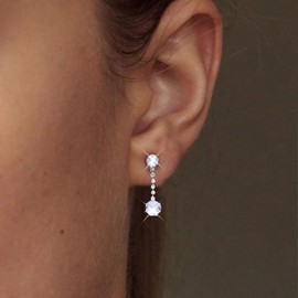 Xduargs Boho Rhinestone Tassel Earrings Silver Crystal Chandelier Earrings Shiny CZ Tassels Chain Earrings Tiny Crystal Point Earrings Crystal Wedding Chandelier Earrings For Women, Zinc, No Gemstone