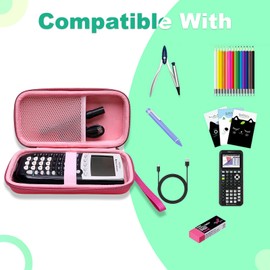 Calculator Case Compatible with Texas Instruments TI-84 Plus CE/TI-84 Plus/TI-Nspire CX II CAS/TI-Nspire CX II/TI-83 Plus/TI-89 Titanium/TI-85/TI-89 Color Graphing Calculator by XANAD (Pink)