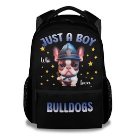 UNIKITTY French Bulldog Backpack for Boys, 16 Inch Yellow Dog theme Backpacks with Adjustable Straps, Cute, Large Capacity Bookbag for Kids School