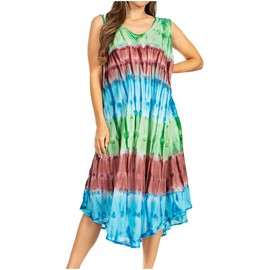 Sakkas 605 Desert Sun Caftan Dress/Cover Up - Green/Blue - One Size