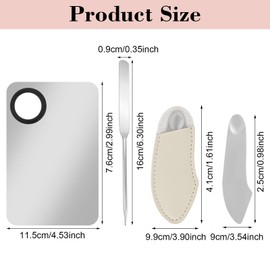 Nogeqi 3 Stück Makeup Spatula und Make Up Mischpalette, Edelstahl Schminke Tool Für Foundation, Schminkpalette Kosmetik Spatula Palette Für Concealer, Lidschatten (Silber, Pu-Etui)