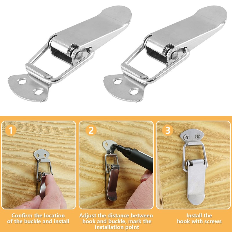 Waziaqoc 4 Pack Stainless Steel Spring Loaded Toggle Latch, Spring