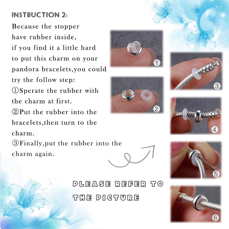 LOVANS 2 PCS 925 Sterling Silver Rubber Spacer Stopper Bead