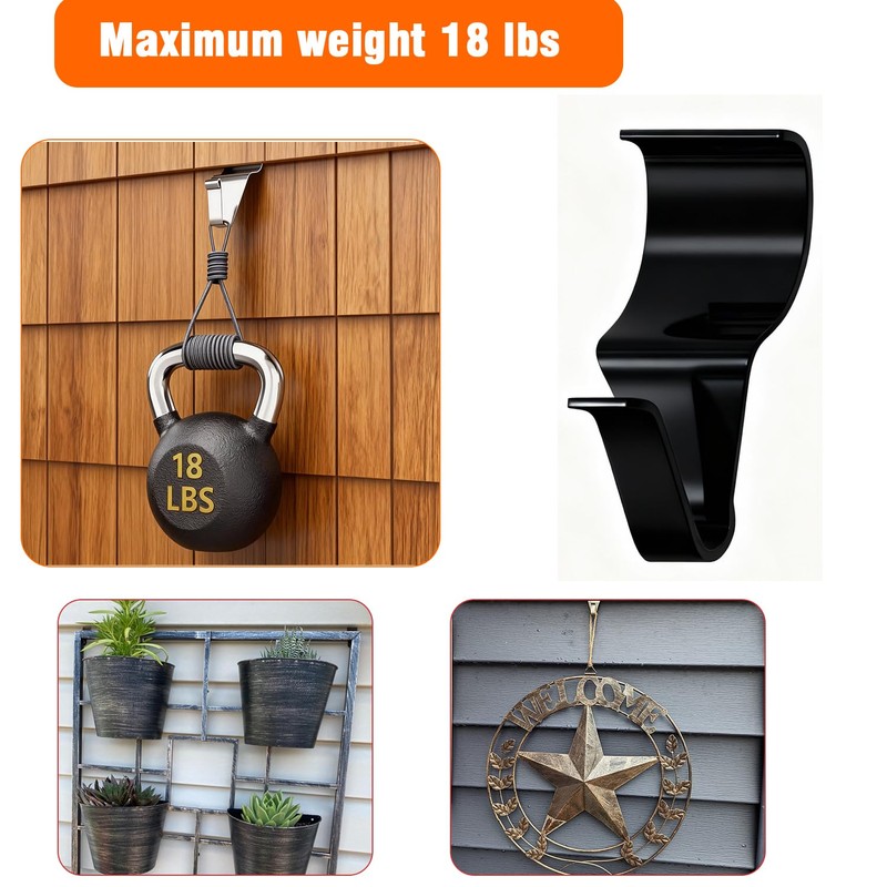 YUNFOOK 14 Pcs Vinyl Siding Hooks, Stainless Steel No-Hole Hangers