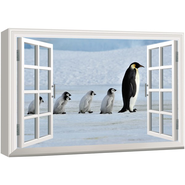wall26 Canvas Print Wall Art Window View of Arctic Penguins