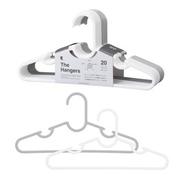 CB JAPAN Kogure Slim Kids’ Clothes Hangers with Shoulder Strap Hooks, Laundry Hanger, Closet Storage, Children, Set of 20 (10 White and 10 Gray)