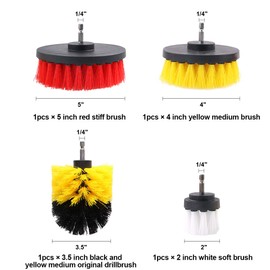 Keadic 4pcs Drill Brush Attachment Set, Electric Cleaning Brushes Set,Power Scrubber Brush Kit for Cleaning with Extend Attachment Drilling Brushes for Grout, Floor, Tub, Tile, Shower,Kitchen