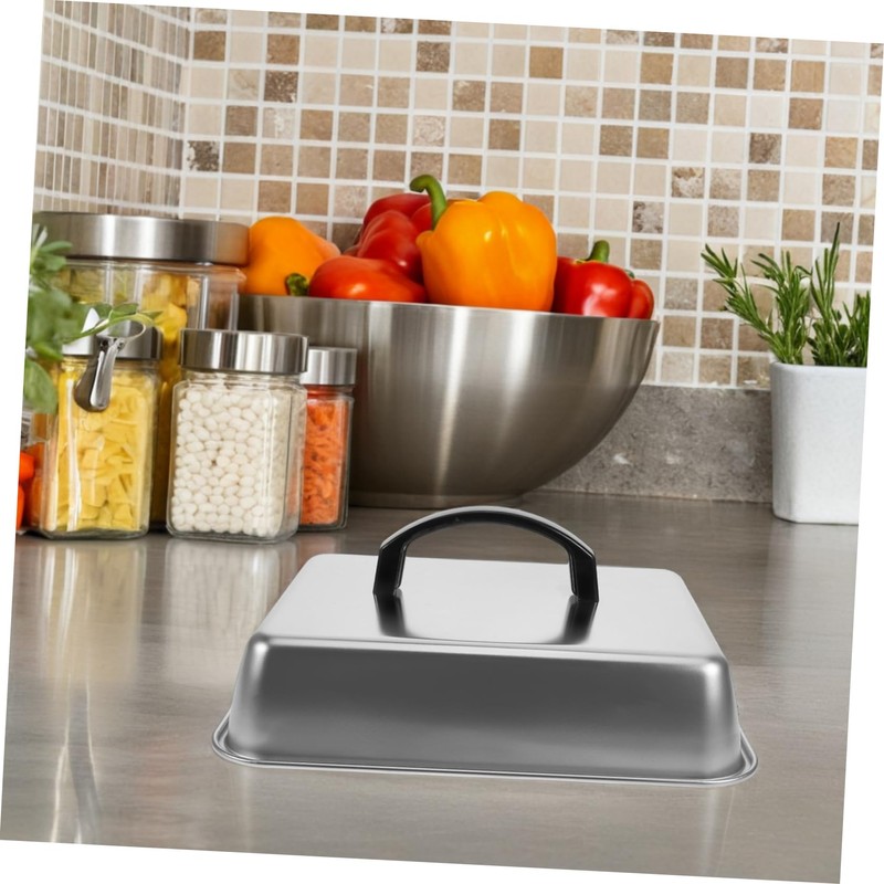 Toddmomy Stainless Steel Rectangular Basting Cover Lid Heat Resistant Cheese