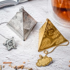 Loose Leaf Tea Steeper Tea Infuser For Loose Leaf Tea Ball Tea Strainers For Loose Tea Unique Pyramid Triangle Tea Infuser Stainless Steel Loose Leaf Tea Ball Infuser (Follow your heart - Gold)
