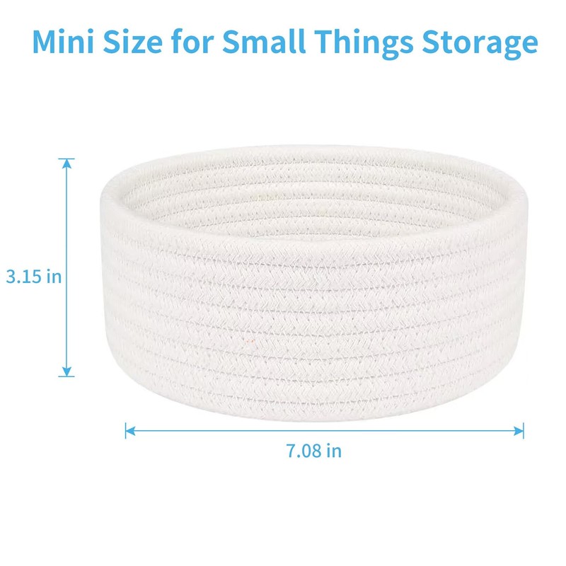 ABenkle 2 Pack Small Baskets, Cotton Rope Woven Basket, Cute