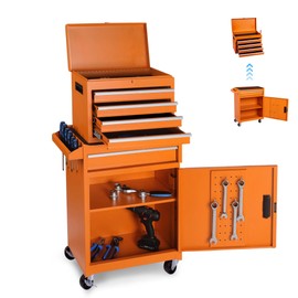 NicBex Rolling Tool Chest 5 Drawers Tool Chest w/Lockable Wheels, Detachable Top Tool Box, Liner, Adjustable Shelf Rolling Tool Storage Cabinet Organizer for Garage Workshop, Orange