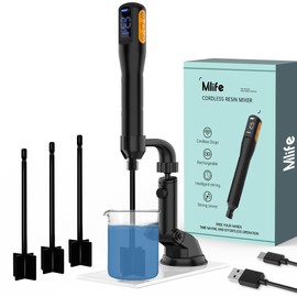 Mlife Upgraded Resin Mixer, Epoxy Resin Electric Stirrer, Paint Mixer & Timed Epoxy Resin Mixer for Epoxy Resin,Silicone Mixing, Resin Molds, DIY Crafts, Epoxy Resin Kit, with Mixer Stand(Black)