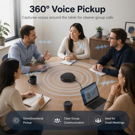 CofunKool USB Speakerphone for PC, Conference Speaker and Microphone, Plug and Play, AI Noise Reduction and Echo Cancellation, Touch Controls, One-Tap Mute, LED Indicator, for Computer Desktop