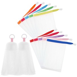 10 PCS Soap Bags and 2 PCS Face Foaming Net, Mesh Soap Saver Bag with Drawstring, Soap Nets Soap Pouch Saver Bag for Shower Bath Washing Cleanser Foaming