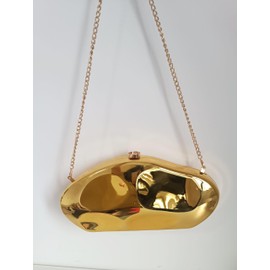 MILATA Women Acrylic Evening Bag Purse Metallic Style Clutch Purse Geometric Handbag for Wedding Cocktail Party, Gold