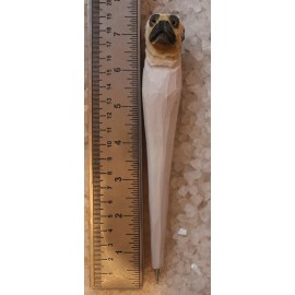 Squire Pug Breed Dog Pen Hand Painted White Detail Hand Carved Wood Writing Instrument