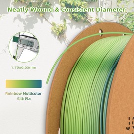 3DHoJor Silk PLA 3D Printer Filament 1.75mm Silk Shiny Fast Gradient Color Change Rainbow Multicolor PLA Filament 1kg (2.2lbs) /Spool for FDM 3D Printers-Ivy