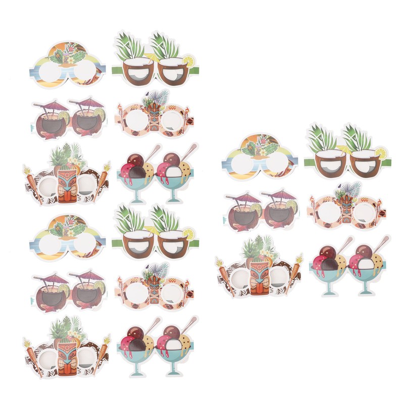 18pcs Paper Eyeglasses 6 Styles Funny Hawaiian Paper Sunglasses for