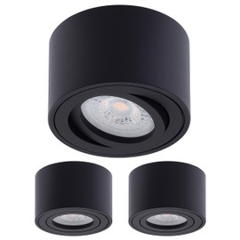 Oktaplex Lile Surface-Mounted Spotlights Black with LED Module 4.8 W 230 V 2700 K Warm White 80 x 50 mm Surface-Mounted Surface-Mounted Aluminium Swivelling Pack of 3