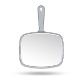 Gladmart Hand Mirror Salon Barber Hairdressing Handheld Mirror with Handle (Square Grey 7.4 x 10.3 inches)