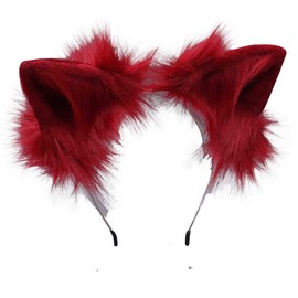 VIGVAN Kawaii Fox Cat Ears Hairband Hair Pin Cat Cosplay (Red Headband)