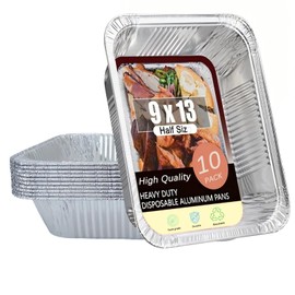 Kmandaovirex Aluminum Foil Baking Pan, 9x13 Size, Heavy-Duty Disposable Aluminum Foil Baking Pan (10 Pieces), Suitable For Cooking, Baking, Storage, Meal Preparation, And Steaming. (10 PACK)