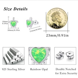 Turtle Earrings/Opal Earrings for Women, 925 Sterling Silver, Turtle Earrings, Animal Earrings, Jewellery for Women, Girls, Children, Silver, Opal